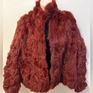 WILSONS LEATHER Genuine Fur Jacket – Deep Mahogany Burgundy Heavy, Luxurious